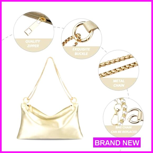 Satin Evening Clutch with Detachable Straps for Wedding Prom Formal Events - Picture 5 of 7